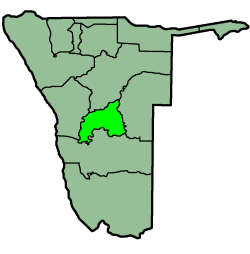 Location of the Khomas Region in Namibia