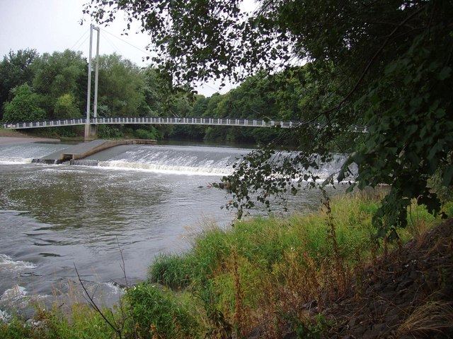 File:River Taff Weir and Footbridge.jpg