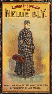 Cover of the 1890 board game Round the World with Nellie Bly