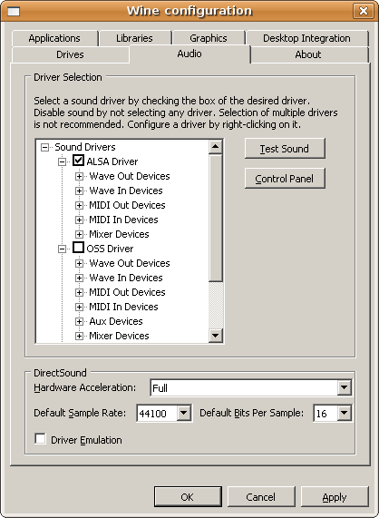 winecfg (Wine configuration)