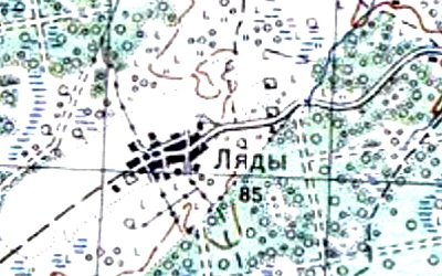 Деревня Ляды на карте 1940 года