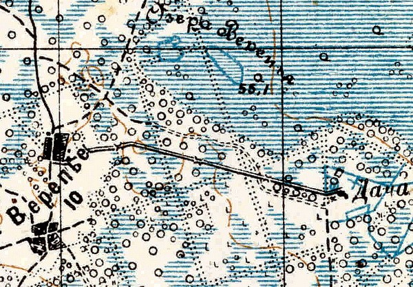 Деревня Верепье на карте 1934 года