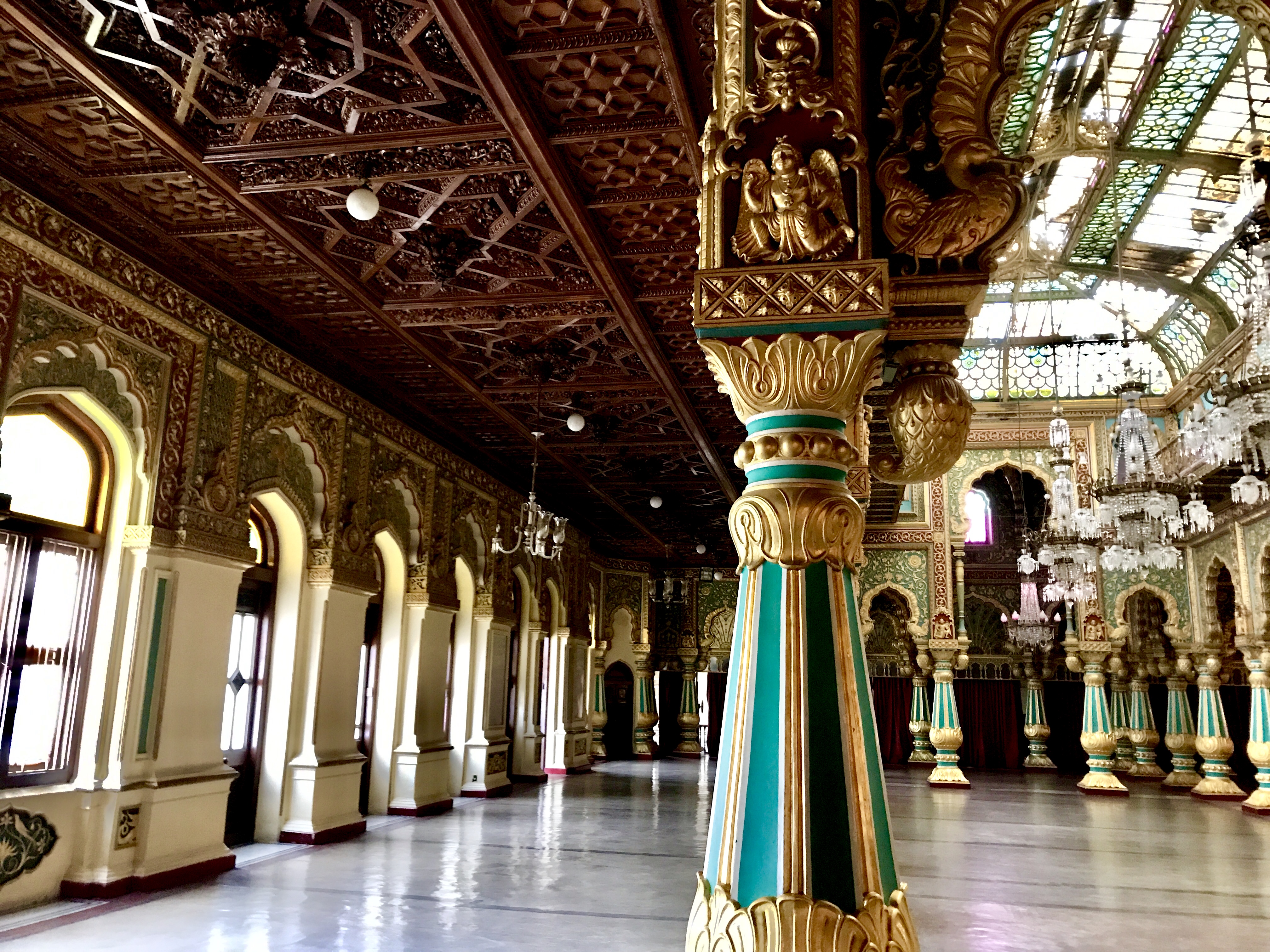 File Corridor inside Mysore Palace jpg Wikimedia Commons