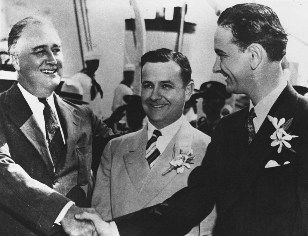 Lyndon B. Johnson shakes hands with FDR