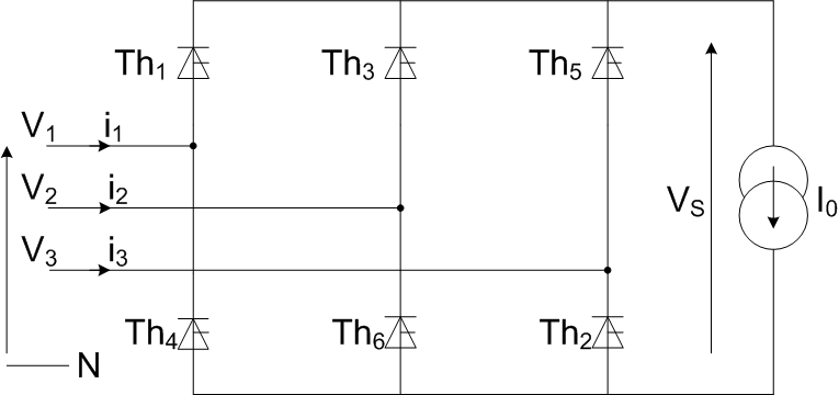 File:Redresseur triphase double alternance thyristor.png