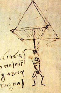 ontwerp voor een parachute van Leonardo da Vinci