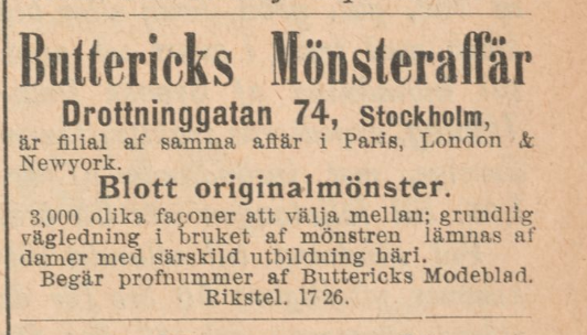 File:Annons för Buttericks mönsteraffär, Svensk Damtidning 1904-12-16.png