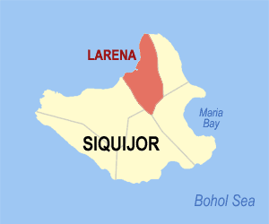 Mapa sa Siquijor nga nagapakita kon asa nahamutangan ang Larena