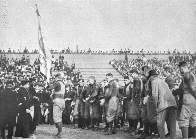 File:Presentation of the Banner by Sailors of USS Michigan to Michigan Football Team, 1909.png