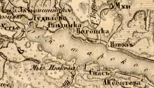 Деревня Вагошка на карте 1863 г.