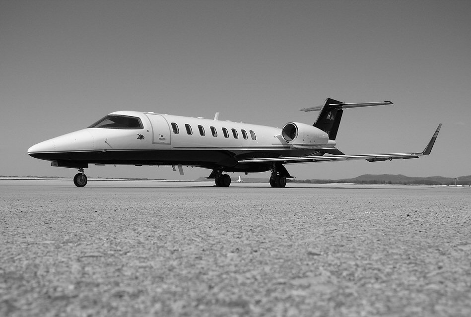 The Lear 45 in black and white (426174472).jpg