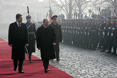 President Georgi Parvanov (left) with Russian president Vladimir Putin, 2008