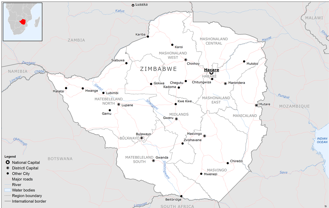 Zimbabwe Map. Зимбабве границы на карте. Зимбабве HDI Regions.