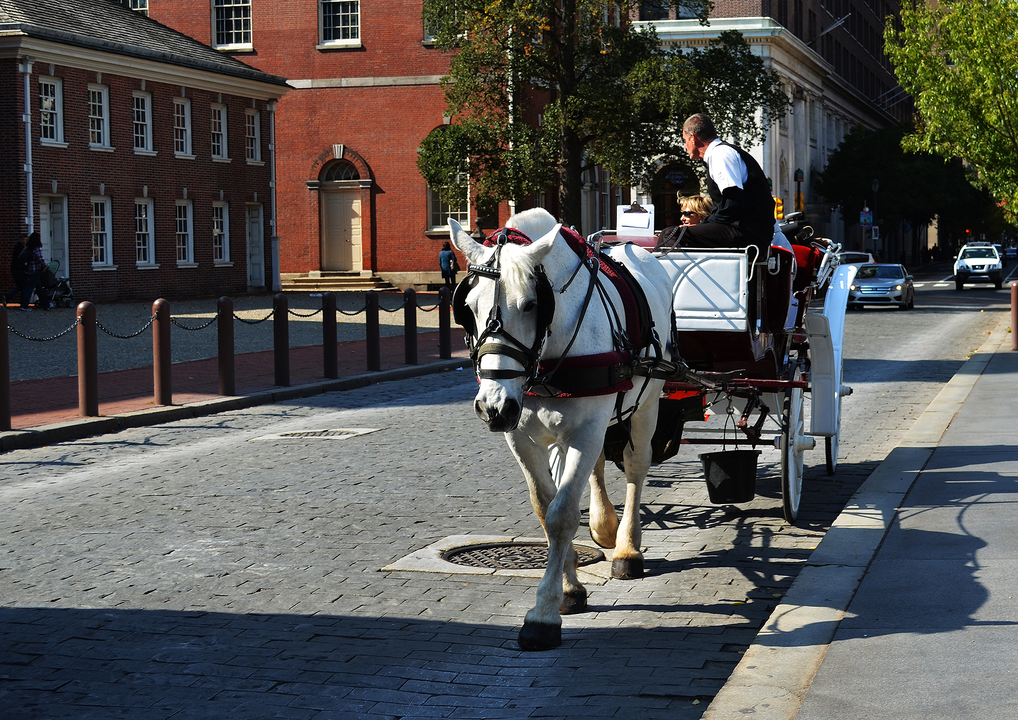 File A horse drawn carriage in Philadelphia PA jpg Wikimedia