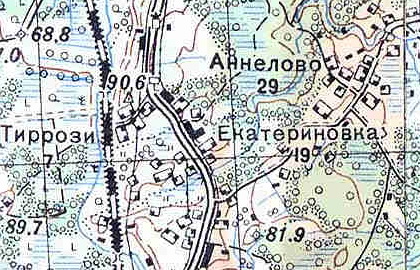 Деревня Аннелово (Аньялово) на карте 1939 года