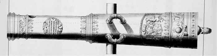 File:Lithuanian cannon tube with the Coat of arms of Žygimantas Augustas, featuring Polish Eagle and Lithuanian Vytis (Waykimas), 1555.jpg