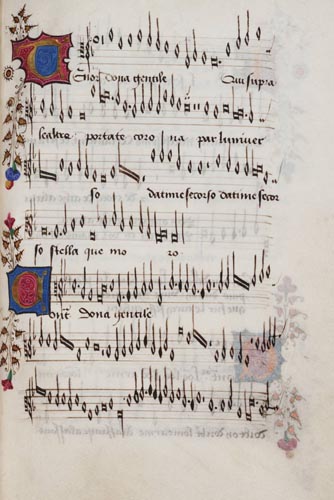A page from the Mellon Chansonnier (c.1470), prepared for the wedding of Catherine of Aragon