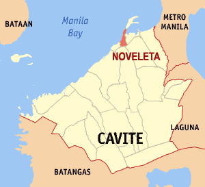 Mapa han Cavite nga nagpapakita kon hain nahimutang an Noveleta