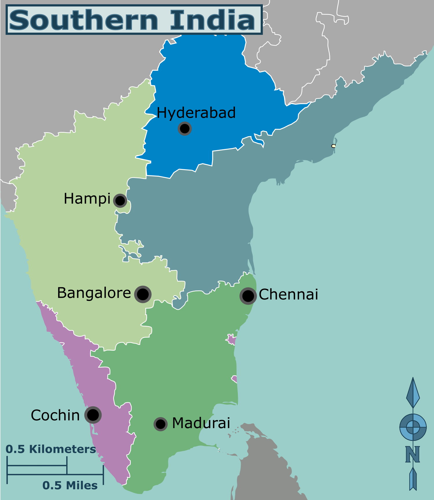 Southern States Of India Map Southern India – Travel Guide At Wikivoyage