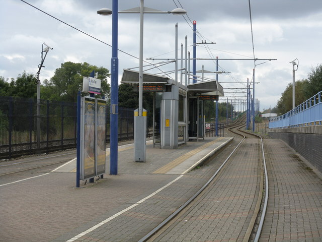 Island platform tram stop at Winson Green Outer Circle on the West Midlands Metro, in England