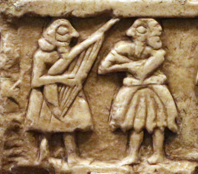 File:Harp Player, Khafaja Stone Tablet, 3000 BC.jpg