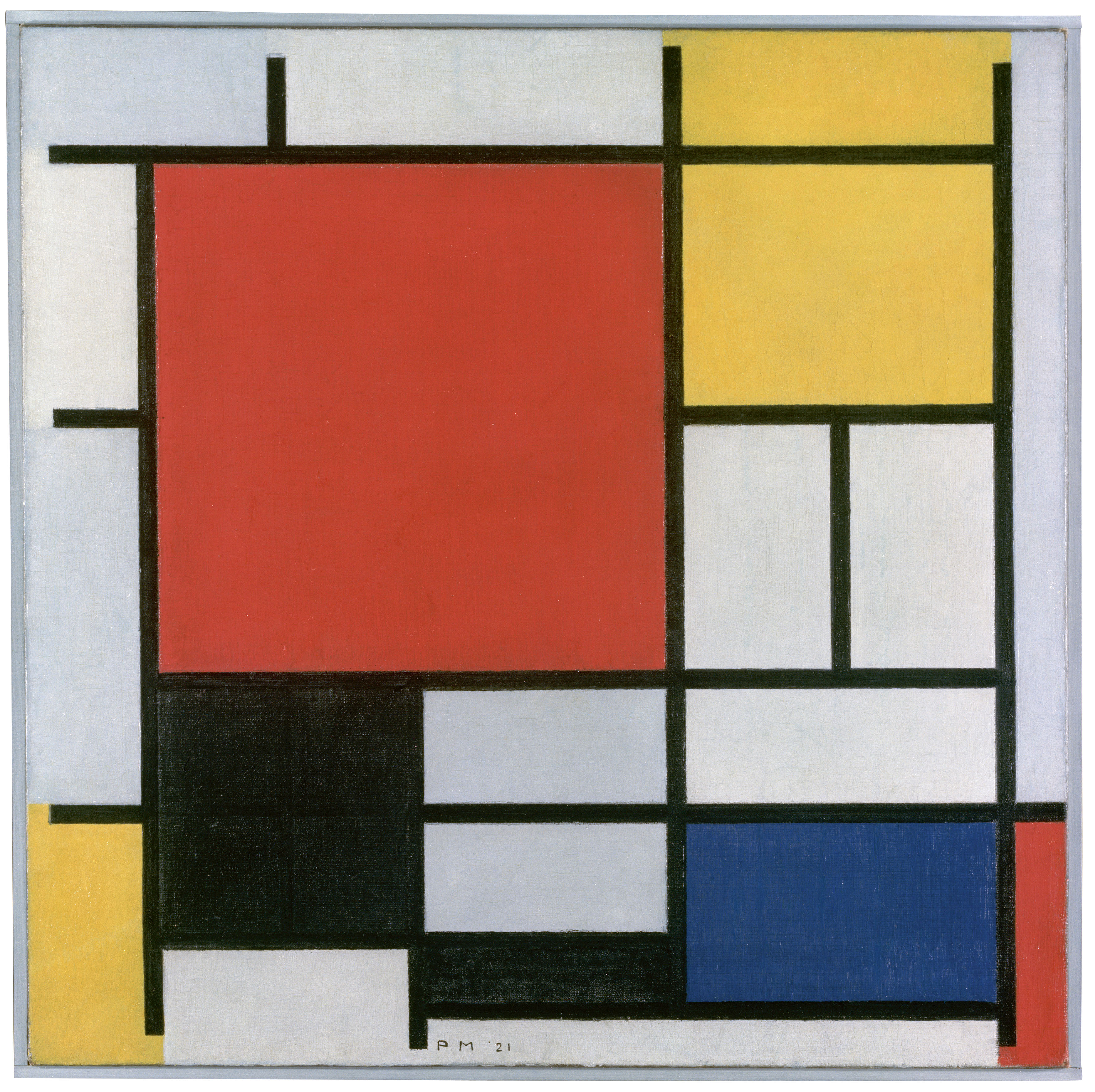 Piet Mondriaan, 1921 - Composition en rouge, jaune, bleu et noir.jpg