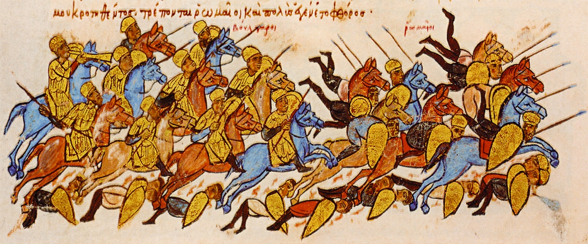 The Bulgarians rout the Byzantine army at Boulgarophygon (from the Madrid Skylitzes)