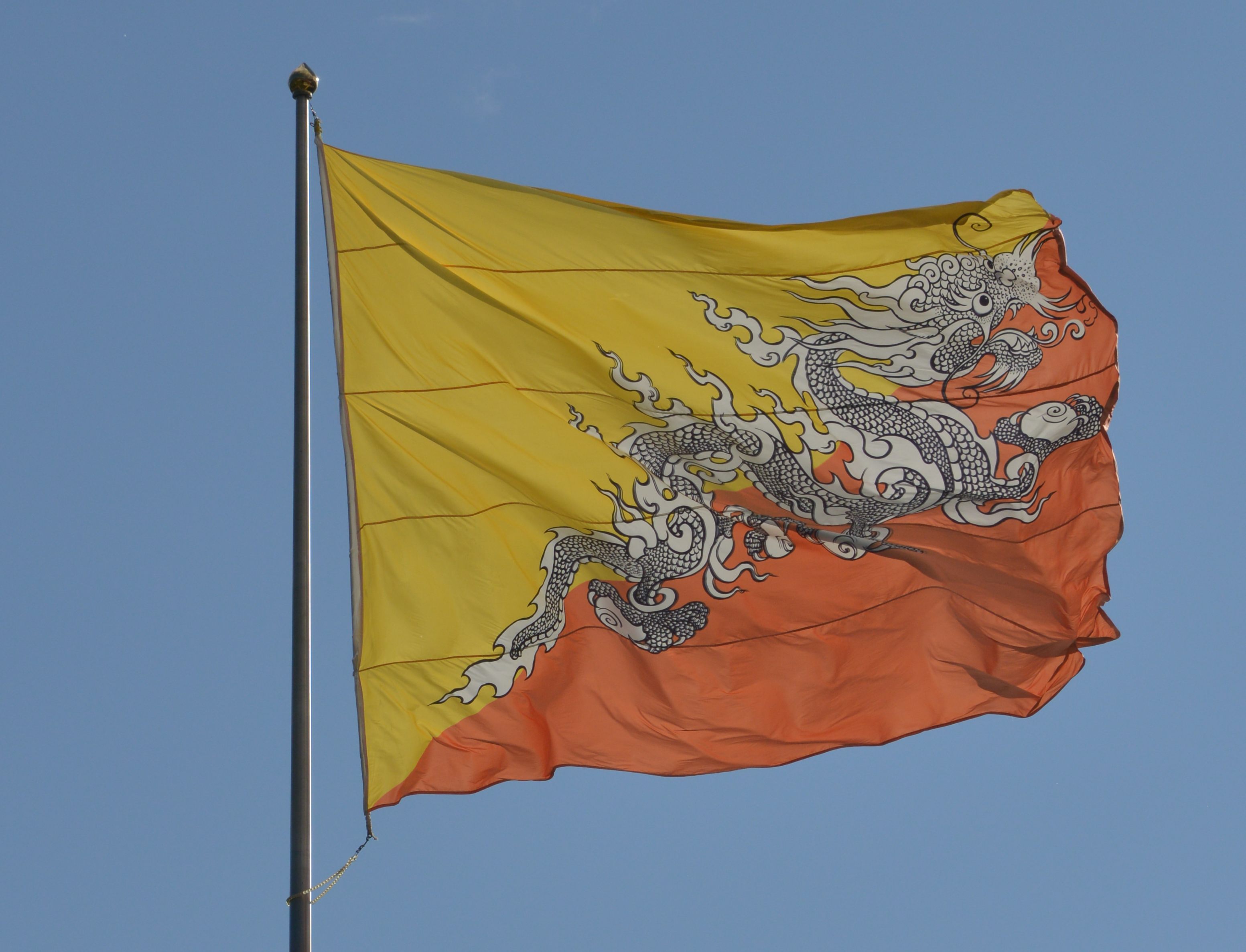 The white dragon of the flag of modern Bhutan