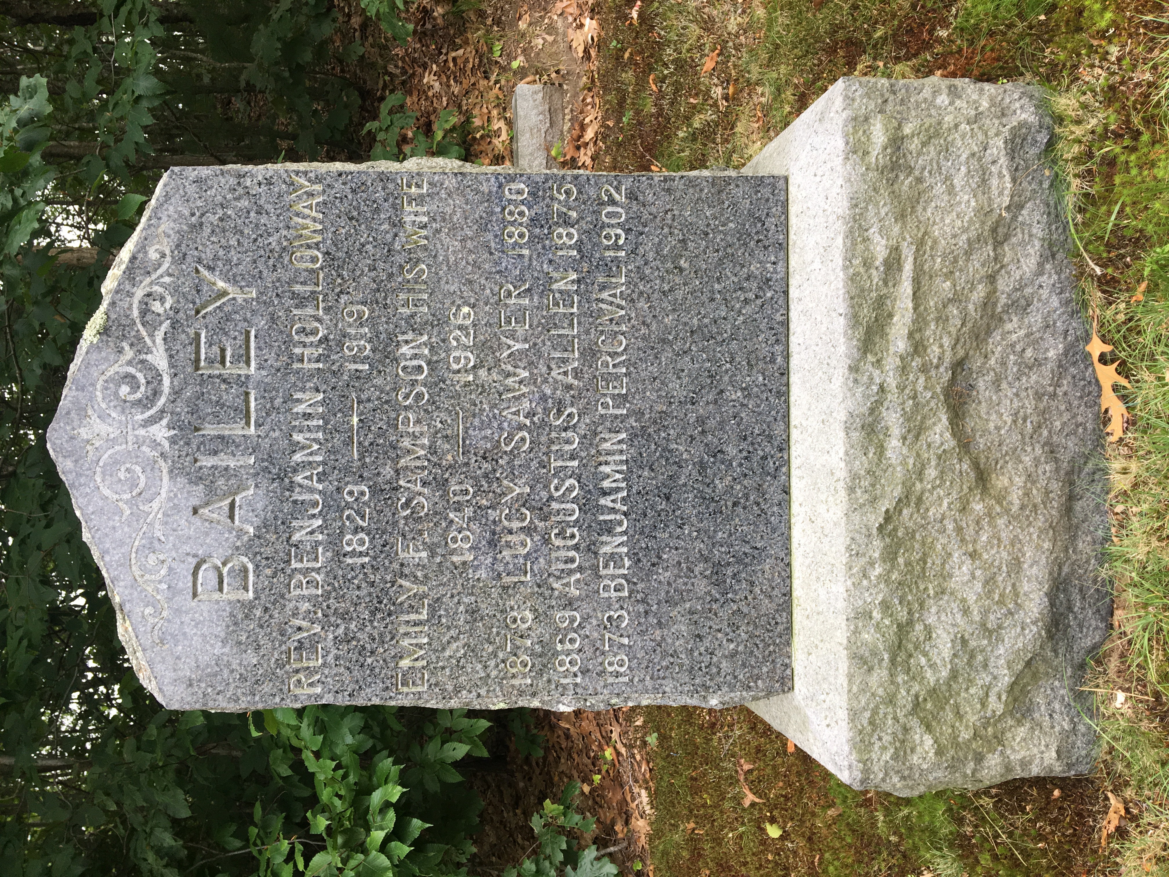 Gravestone of Rev. Benjamin H. Bailey