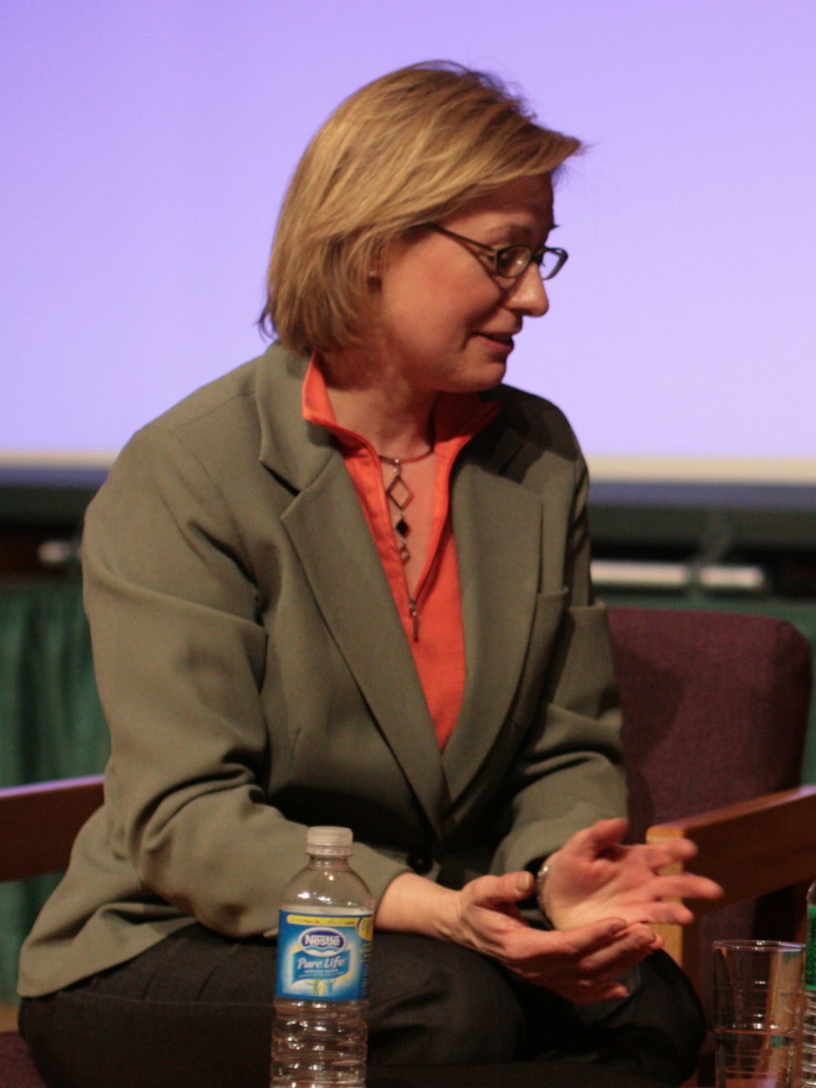 Rosalind Picard at the Veritas Forum Science, Faith, and Technology session on "Living Machines: Can Robots Become Human?"