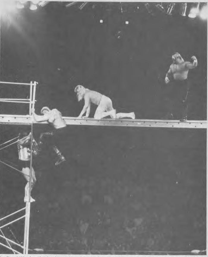 Scaffold match between the Road Warriors and the Midnight Express at Starrcade '86