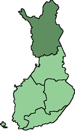 Peta Finland menunjukkan lokasi Lapland