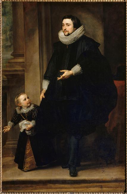 Portrait d'un homme de qualité avec son fils