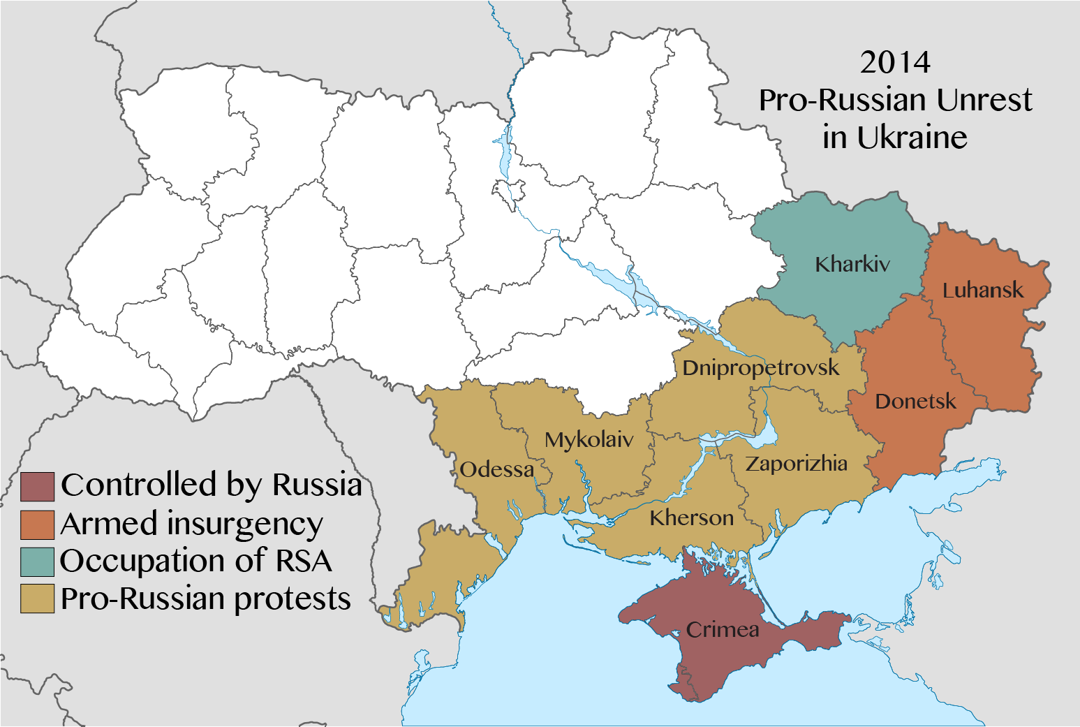 unrest across southern and eastern Ukraine