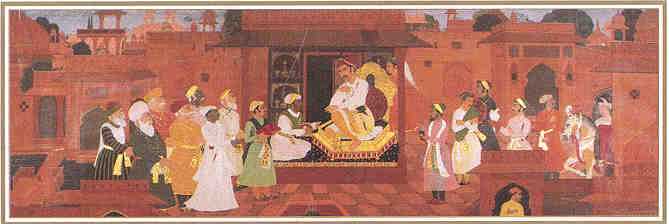 File:Akbar, Todarmal, Tansen and Abul Fazal, Faizi and Abdur Rahim Khan-i-Khana in a court scene (16th Century A.D.).jpg