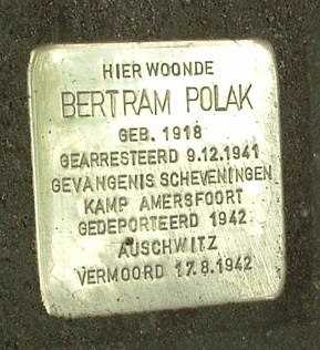 A Stolperstein in Tilburg Stolperstein Bertram Polak Tilburg.JPG
