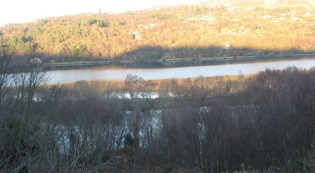 The Llyn Padarn Lagoon and old LandNWR causeway from Pen-gilfach - geograph.org.uk - 328480