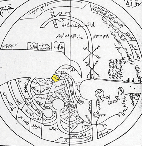 نقشهٔ جهان ترسیم شده در سدهٔ دهم میلادی توسط ابن حوقل