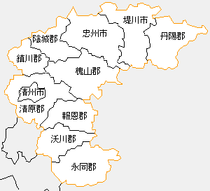 忠清北道の地図