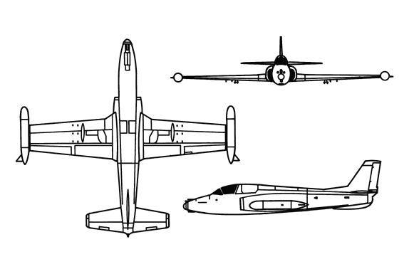 File:Soko J-21 Jastreb 3-view line drawing.png