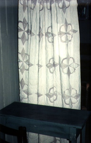 Curtain at Peter Whitmer log home illustrates how Smith may have occasionally raised a curtain between himself and his scribe while dictating the Book of Mormon.