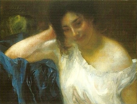 Kvinna med blått draperi (efter 1900).