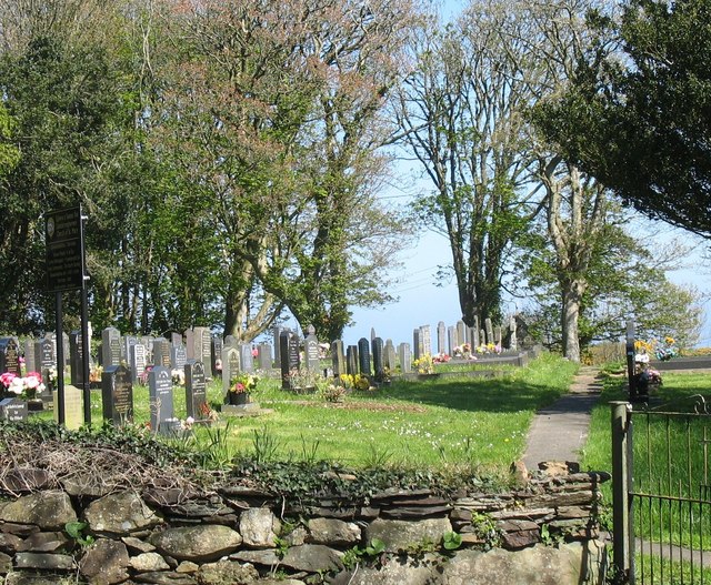 File:Flower bedecked graves at Eglwys y Santes Fair Churchyard - geograph.org.uk - 1259790.jpg