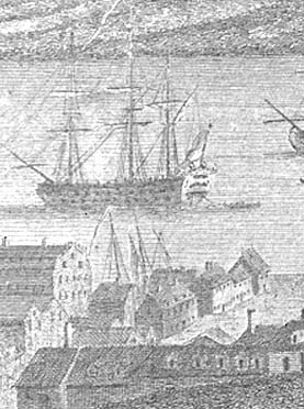 Great Pontack (extreme left), Halifax, Nova Scotia, 1759 GreatPontackHalifaxNovaScotia1759.png