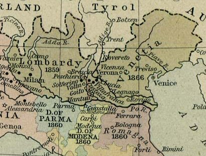 The Austrian Kingdom of Lombardy–Venetia, theatre of operations for the first campaign of the war