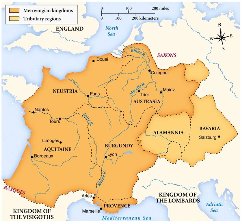 Merovingian Empire in c. 481 - 751