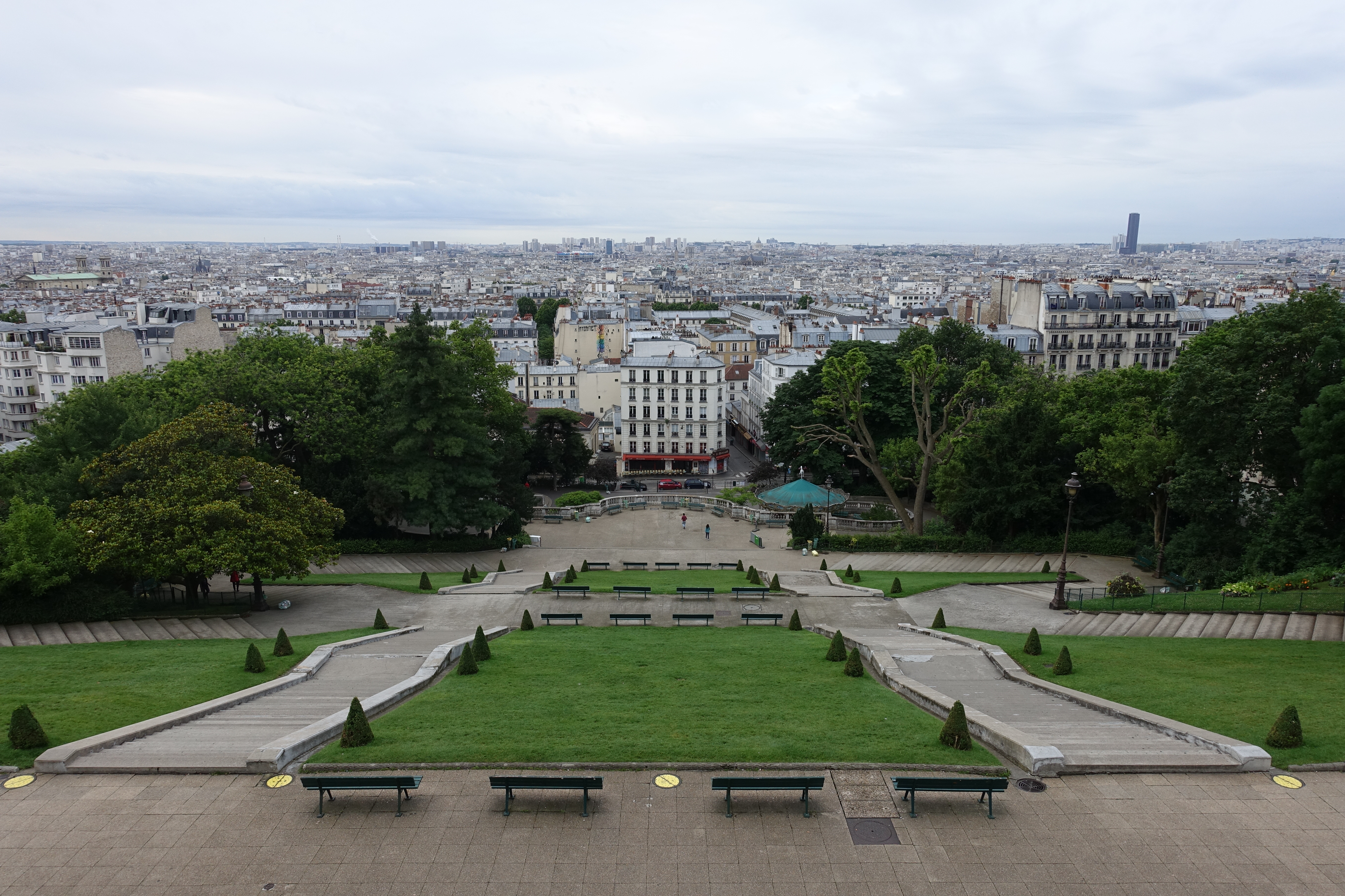 Captivating View of Sacre Coeur from Square Louise Michel