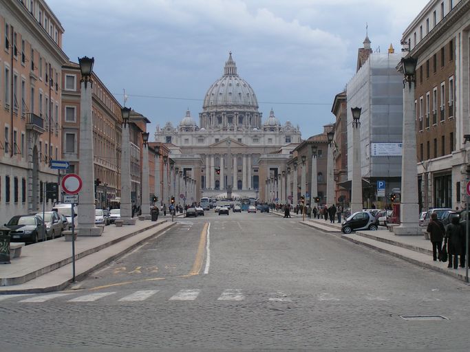 A view from ground level of the Via della Conciliazione in Rome