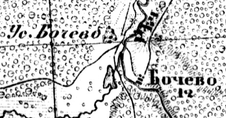 Деревня Бочево на карте 1913 года
