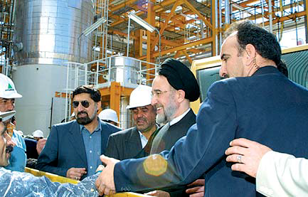 President Mohammad Khatami visits south Pars Gas field on January 25, 2002.